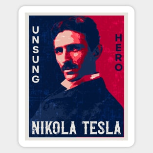 Unsung hero Nikola Tesla retro design, quotes by Nikola Tesla Sticker